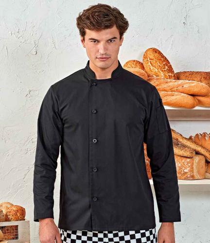 Premier Essential Long Sleeve Chef's Jacket - BLK - XL